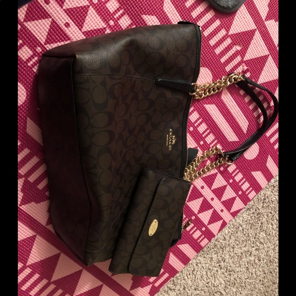 Coach purse/ tote with matching wallet